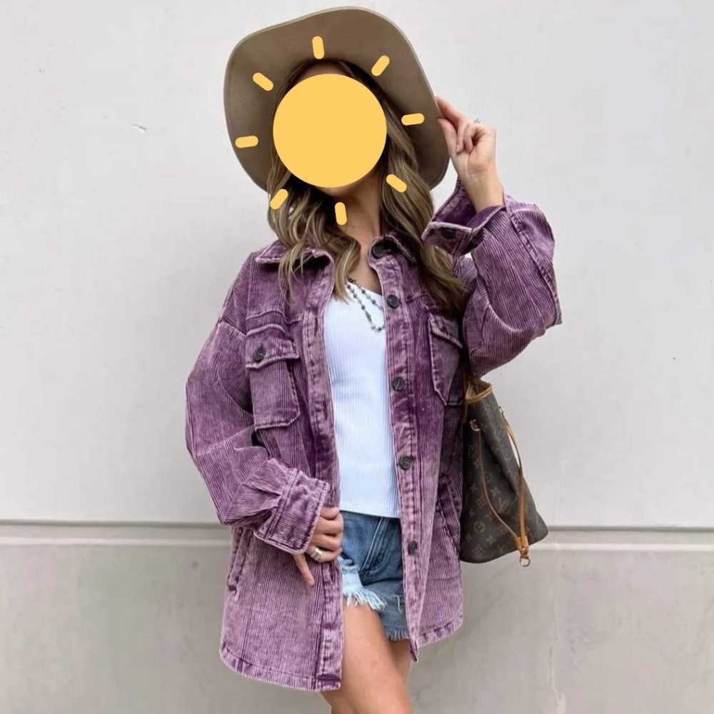 SADIE VINTAGE CORDUROY SHACKET - Purple